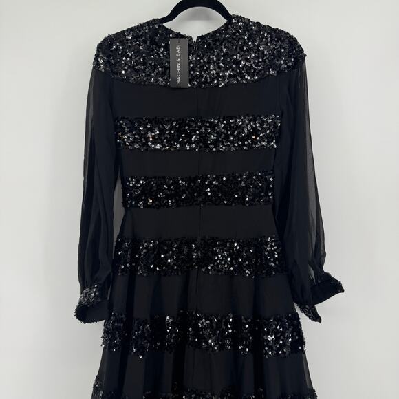 Sachin + Babi Brenda Sequin Striped Gown Size 0 NWT $1095 Long Sleeve Formal - Picture 8 of 10